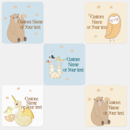Etiquetas Urso Fofo, Dragões, Coruja, Estrelas Personalizado