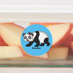 Etiquetas Urso panda bonito e feliz com desenho animado 