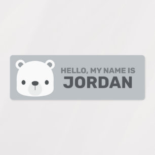 Etiquetas Urso Polar Bonito com Nome Personalizado