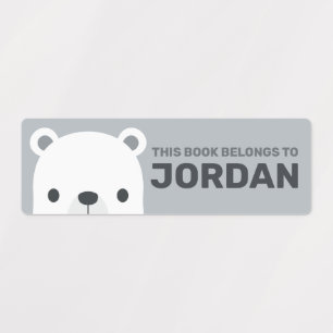 Etiquetas Urso Polar Bonito com Nome Personalizado