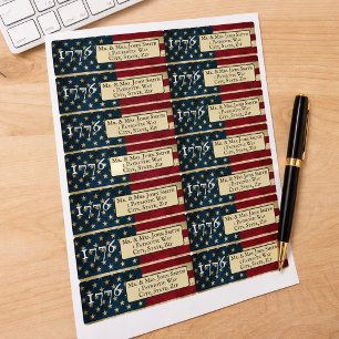 Etiquetas Várias Bandeiras Americanas 1776 endereço de devol