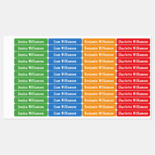 Etiquetas Verde, Azul, Laranja, Família Vermelha Impermeável