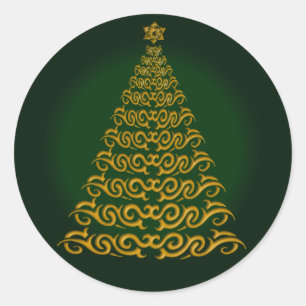 Etiquetas verdes elegantes da árvore de Natal