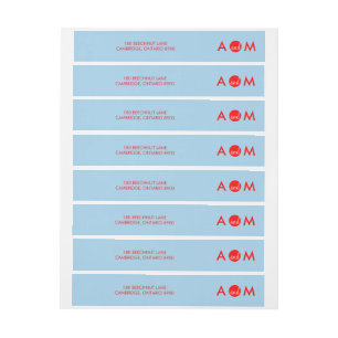Etiquetas Vermelho e Azul Envolver Rótulo De Endereço De