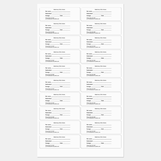 Etiquetas Veterinary Medication Label – Medium & Waterproof (Folha)