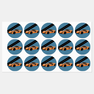 Etiquetas Vinhetas De Carro De Esporte Laranja