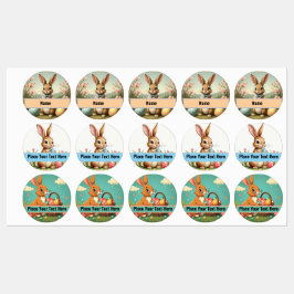 Etiquetas Vintage Easter Bunny Stickers Personalizado: Nome