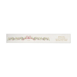 Etiquetas Vintage Red Bow Botanical Christmas Return Address