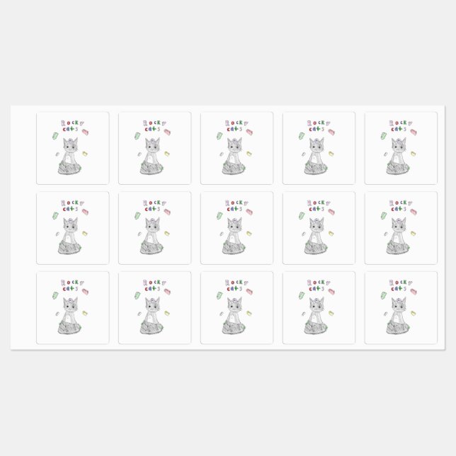 Etiquetas vinyl waterproof Rocky Cats sticker (Folha)