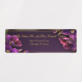 Etiquetas Violetas Luminosas Endereço de Retorno Floral Roxo