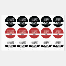 Etiquetas Washable Waterproof Sticker Label Black Red White