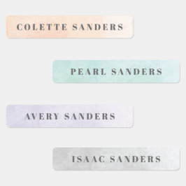 Etiquetas Watercolor Rainbow Pastel Nome à Prova de Água