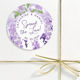 Etiquetas Watercolor Wisteria Wedad Espalhando O Script Love