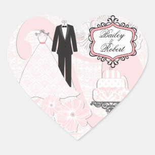 Etiquetas Wedding personalizadas do coração do