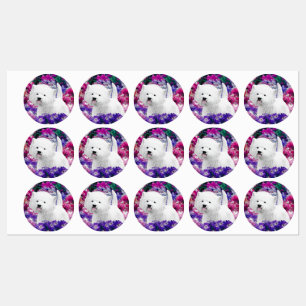 Etiquetas West Highland White Terrier Pintando Arte Canina
