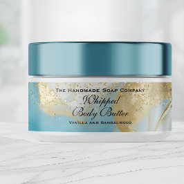 Etiquetas Whipped Body Butter Blue Gold Glitter Jar Label