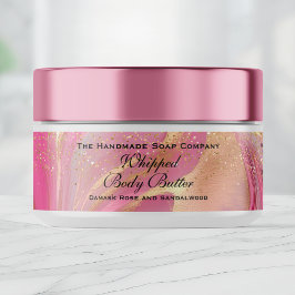 Etiquetas Whipped Body Butter Pink Gold Glitter Jar Label