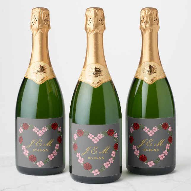 Étiquette champagne mariage gris (Garrafas)