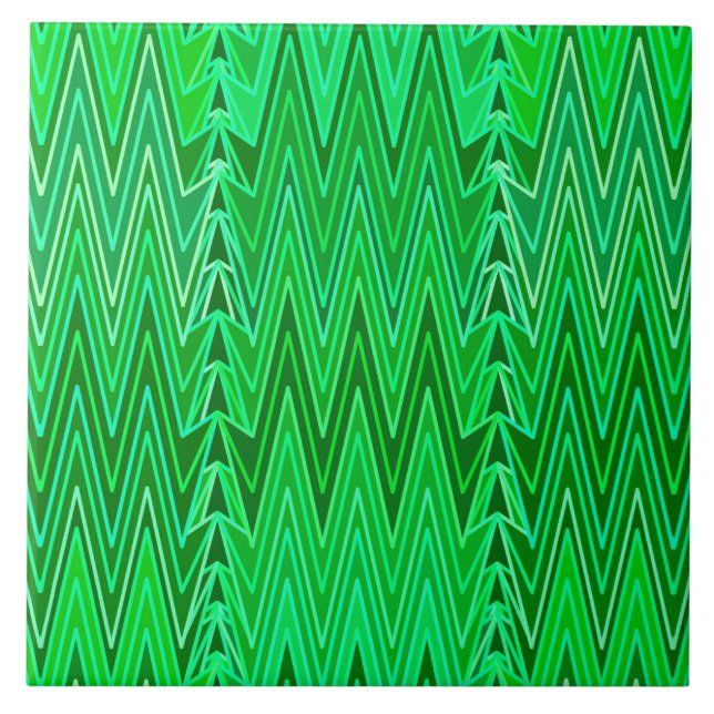 Étnica Chevron Damask, Emerald e Verde limão (Frente)