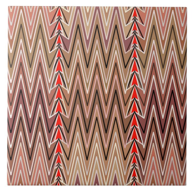 Étnica Chevron Damask, Taupe Tan e Beige (Frente)