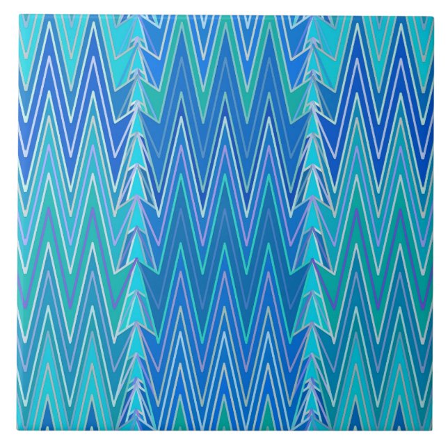 Étnica Chevron Damask, Turquoise e Blue (Frente)