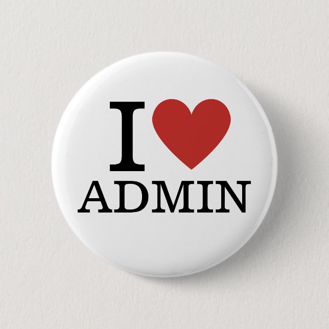 Eu ❤️ Admin (para Funcionários) Pins PERSONALIZADO (Frente)