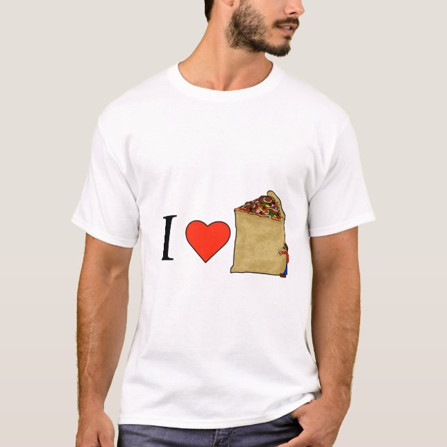 Eu adoro a camiseta da pizza de prato profundo (Frente)