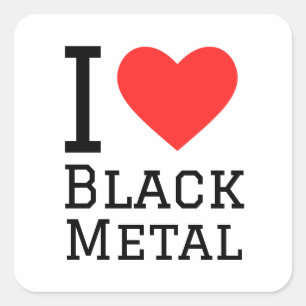 Eu adoro adesivo preto de metal quadrado