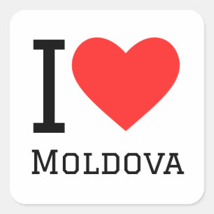 Eu adoro adesivo quadrado moldávia