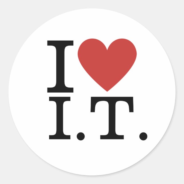 Eu ❤️ Adoro Adesivos PERSONALIZÁVEIS de T.I. (Frente)
