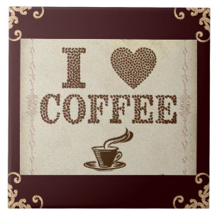 Eu Adoro Azulejo De Café Cerâmico