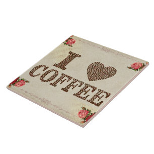 Eu Adoro Azulejo De Café Cerâmico