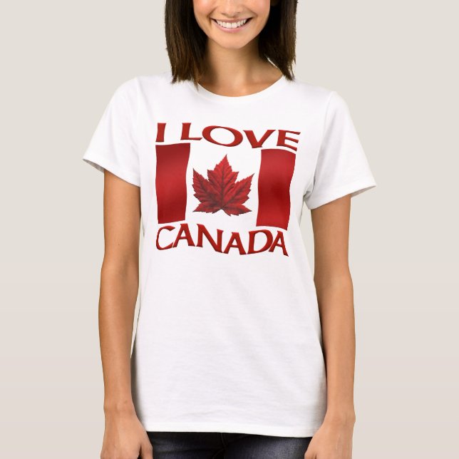 Eu adoro camiseta canadense Camiseta feminina com  (Frente)