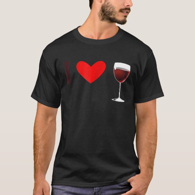 Eu adoro Camiseta de Bebendo de vinho tinto (Frente)