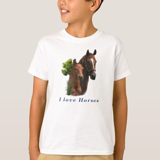 Eu adoro camiseta de cavalos (Frente)