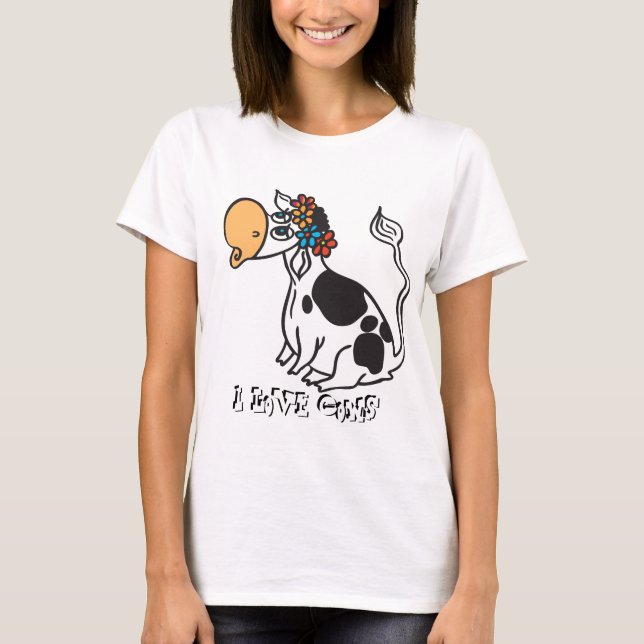 Eu Adoro Camiseta De Vacas (Frente)