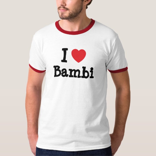 Eu adoro Camiseta do coração de Bambi (Frente)
