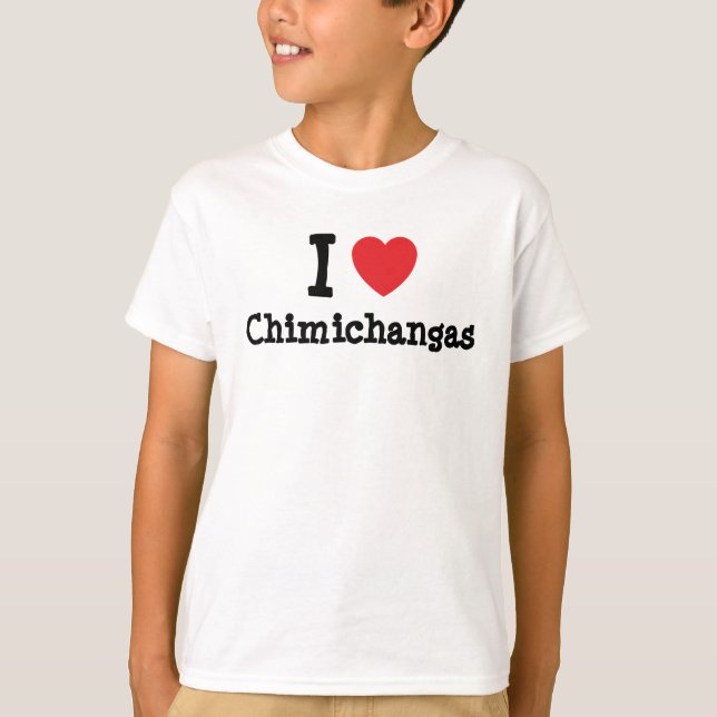 Eu adoro Camiseta do coração de Chimichangas (Frente)