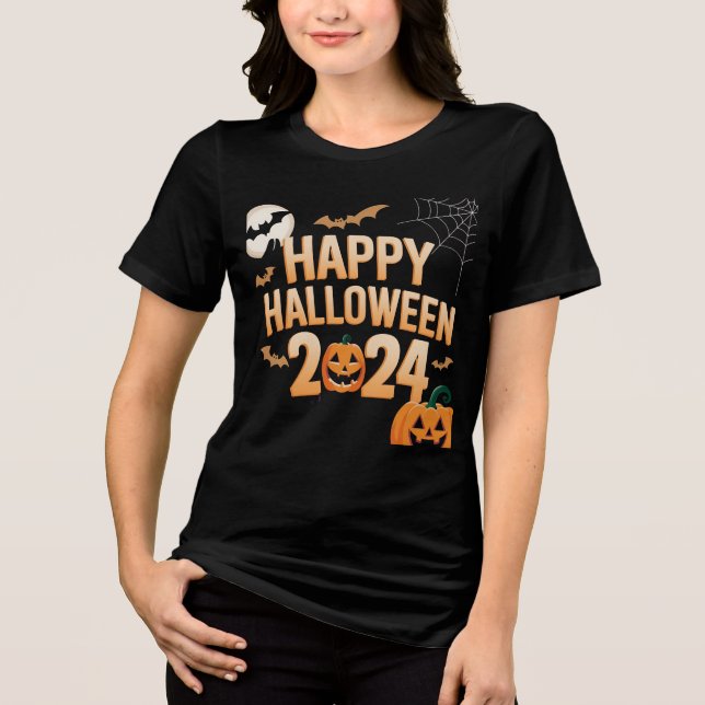 Eu adoro camiseta feminina do Halloween de 2024 (Frente)