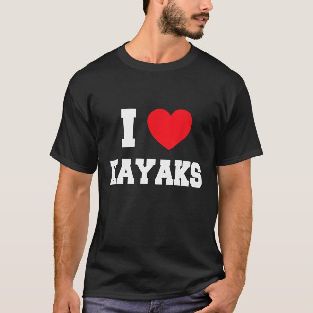 Eu adoro camiseta kayaks (Frente)
