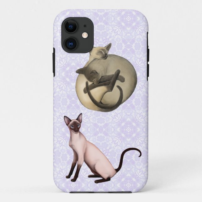 Eu Adoro capas de iphone De Gatos Siameses (Verso)