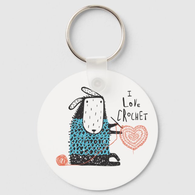 Eu adoro Chaveiro Crochet (Frente)