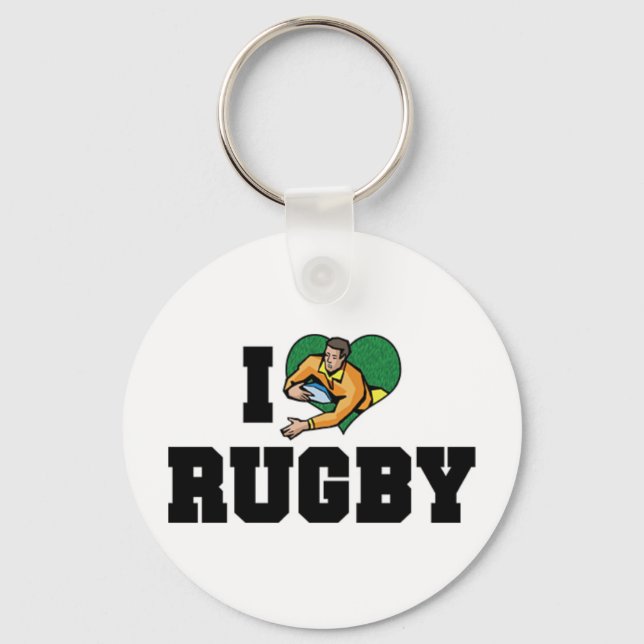 Eu adoro Chaveiro de Rugby (Frente)