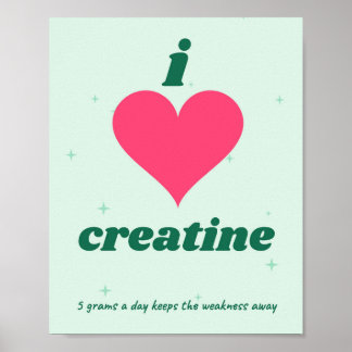 Eu Adoro Creatina Poster Divertido de Academia
