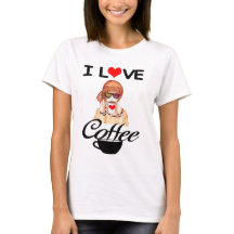 eu adoro Design de camiseta de café
