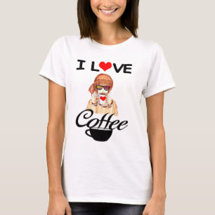 eu adoro Design de camiseta de café