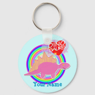 Eu adoro dinossauros Chaveiro Azul Rosa Dino com N