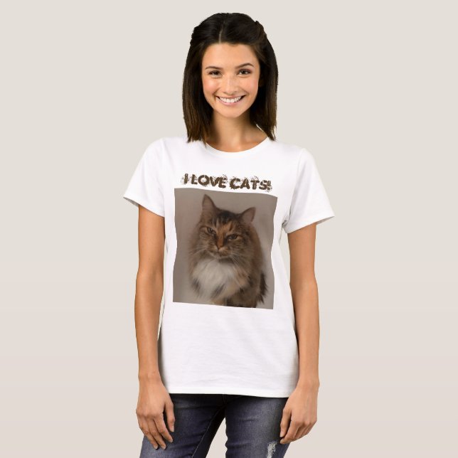 Eu adoro gatos! Camiseta (Frente Completa)