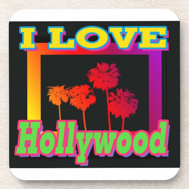 Eu adoro Hollywood Palm Trees na Porta copos (Frente)