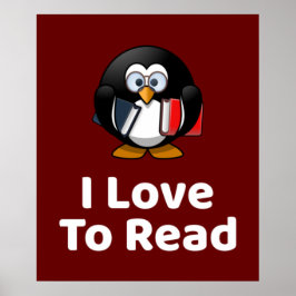 Eu Adoro Ler Poster de Pinguim